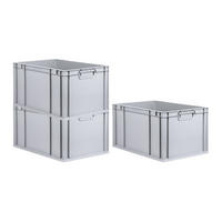 EUROBOX 3x Nextgen Economy Griffe Geschlossen 32x40x60cm 65 Liter - Grau, Kunststoff (40/32/60cm) - PROREGAL