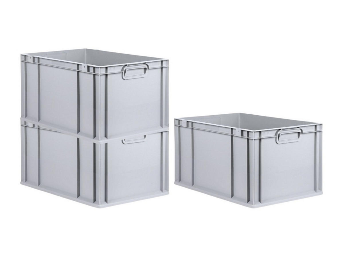EUROBOX 3x Nextgen Economy Griffe Geschlossen 32x40x60cm 65 Liter - Grau, Kunststoff (40/32/60cm) - PROREGAL