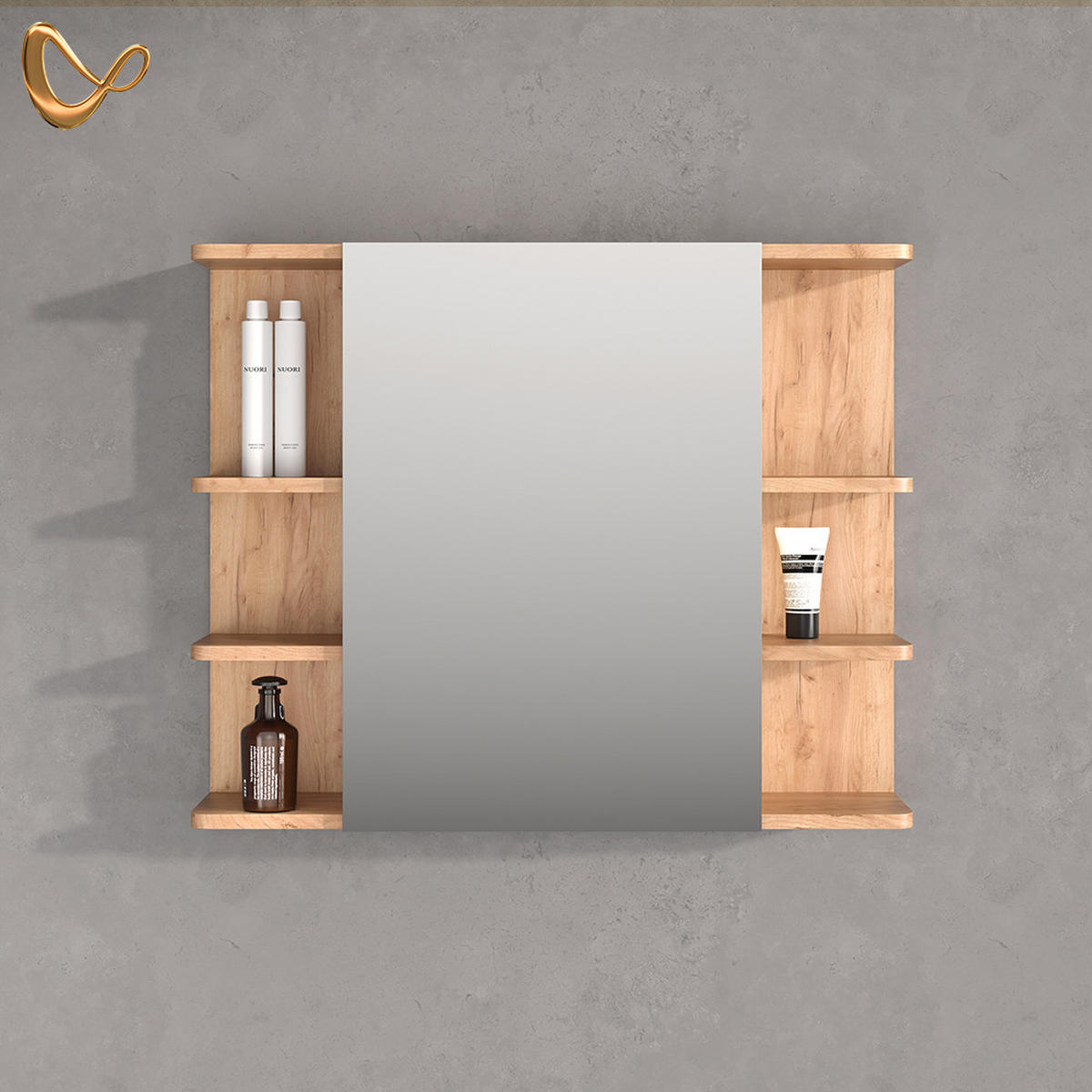 BADSPIEGELSCHRANK Fucino Eiche 79.6 x 64 cm - Eichefarben/Sonoma Eiche, Holzwerkstoff (79.6/64/21.2cm) - Livinity®