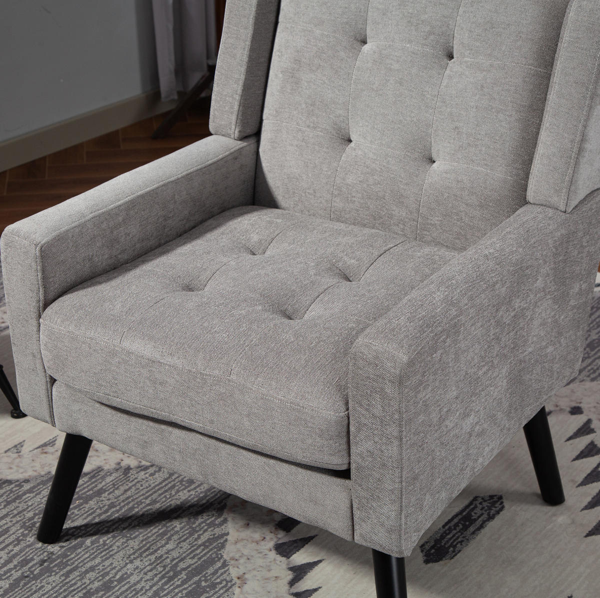 SESSEL 68/76/88 cm Light Gray aus Upholstered mit Tufting - Hellgrau, Textil (76/88/68cm) - OKMYHOME