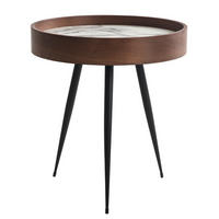 BEISTELLTISCH - Eiche teilmassiv - Marmor Braun Dekor / Schwarz - Braun, Holz/Holzwerkstoff (40/40/45cm) - home24