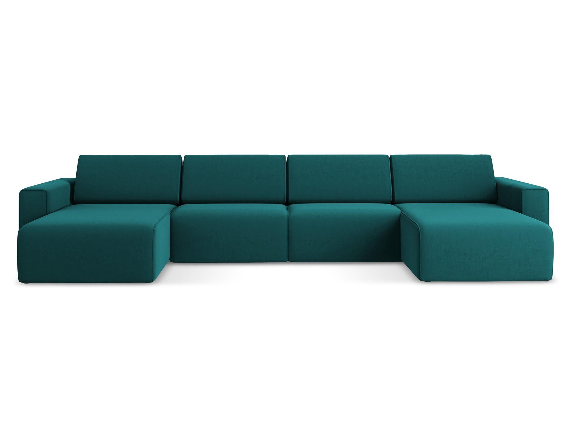 WOHNLANDSCHAFT Samt Stoff Blau - Blau/Petrol, Kunststoff/Textil (404/80/167cm) - Makamii