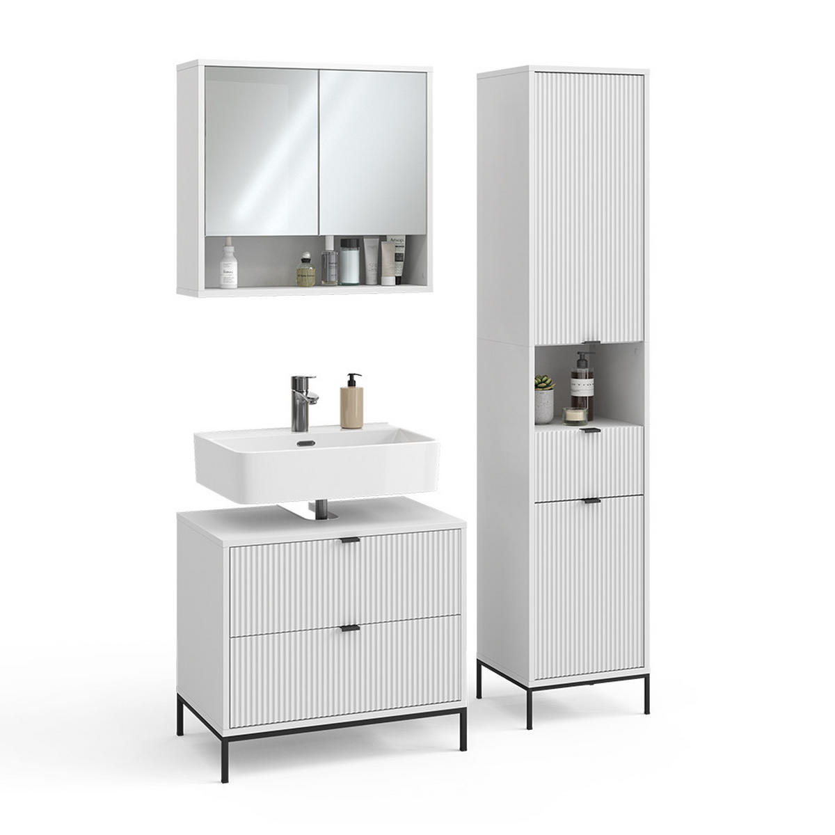 BADMÖBEL-SET Eliza Weiß 3 Teile - Weiß, Holzwerkstoff (70/63/45.1cm) - Vicco