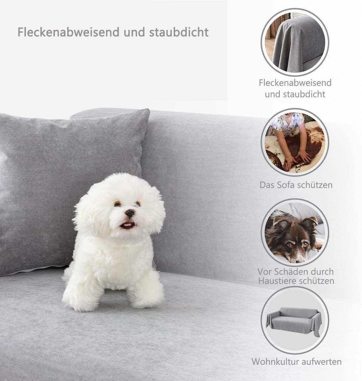 SOFADECKE Kratzschutz Grau 1 Stück - Grau, Textil (180/340cm)