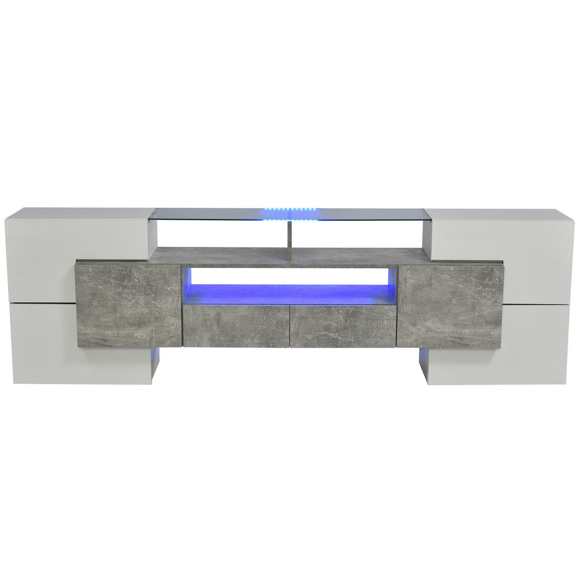 LOWBOARD 200/35/60 cm aus MDF mit LED-Beleuchtung Grau/Weiß - Weiß, Holzwerkstoff (200/60/35cm) - Modenvie