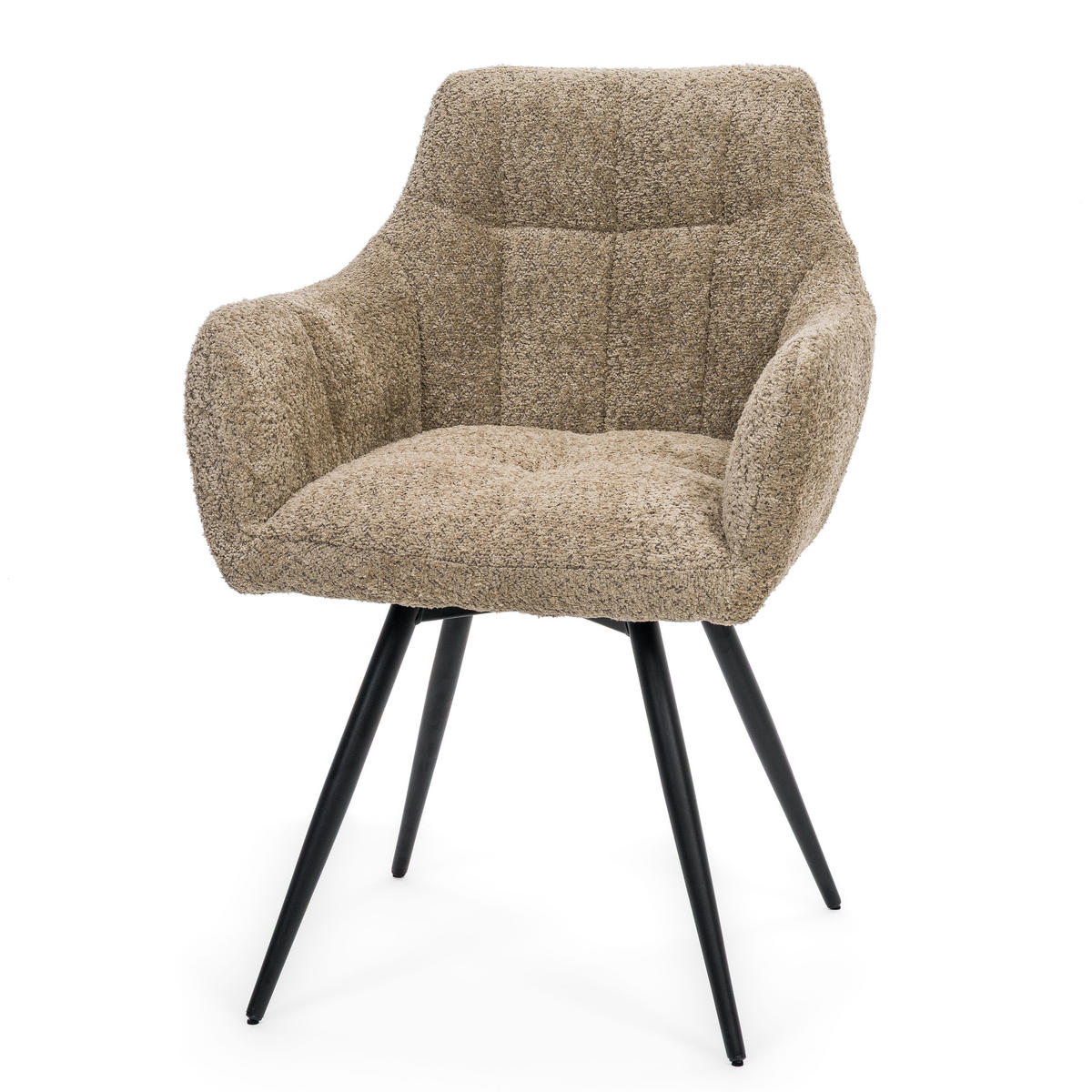 STUHL FANO drehbar gepolsterter mit Steppung - beige - Boucle - Sandfarben/Beige, Textil/Metall (58/83/59cm) - NEW HOME