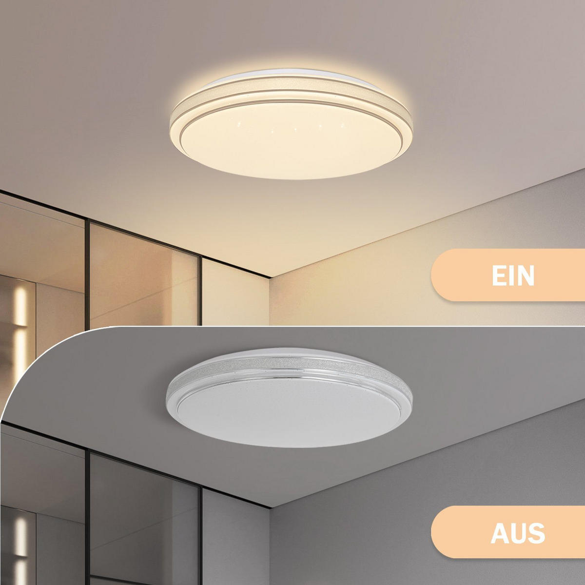 LED-DECKENLEUCHTE Zwillingsring 27/27/6 cm - Silberfarben, Kunststoff (27/27/6cm) - Nettlife