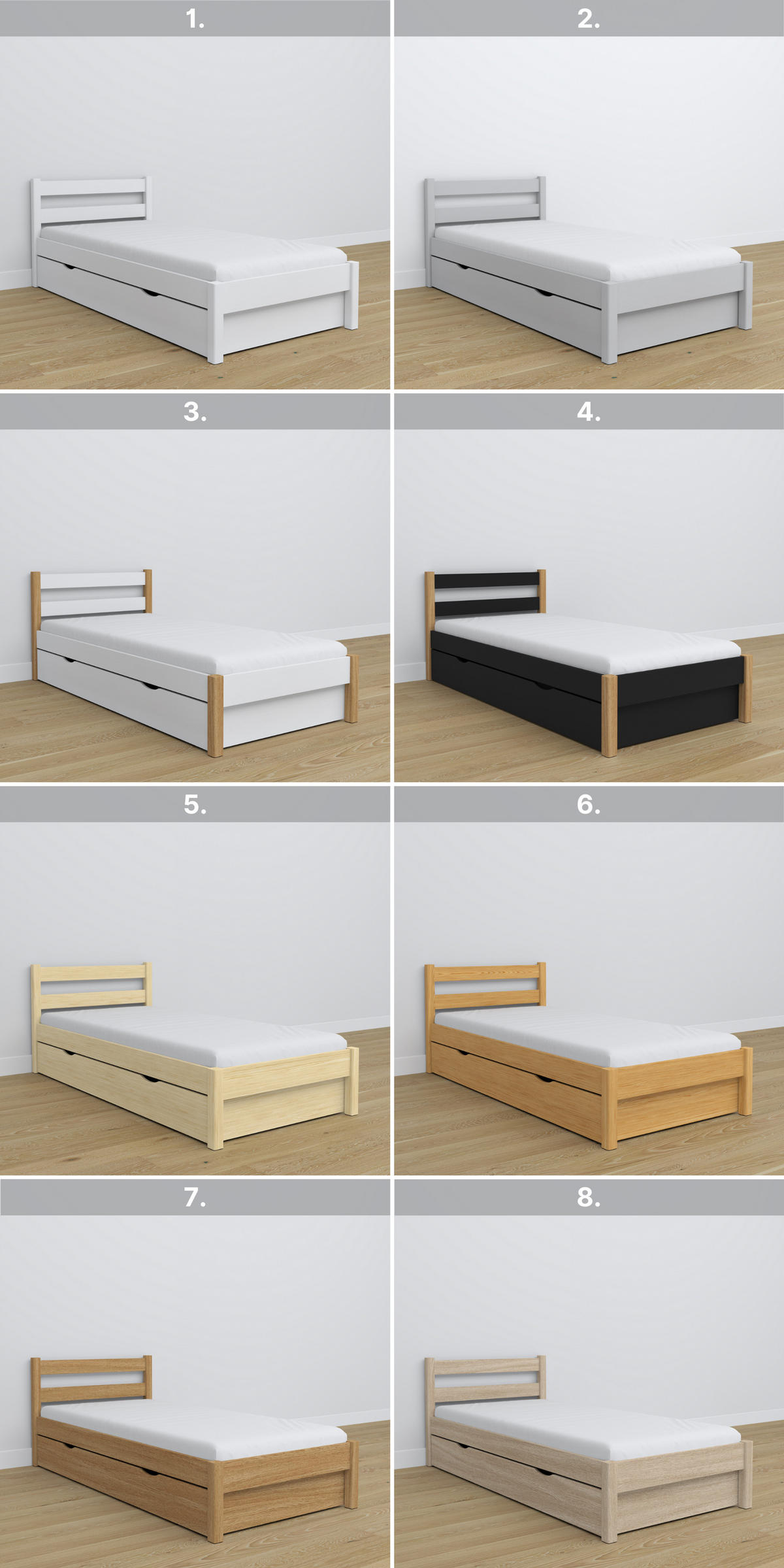 BETT mit Schublade N01 Weiß 80/200 - Weiß, Naturmaterialien/Holz (80/200cm) - N-Wood
