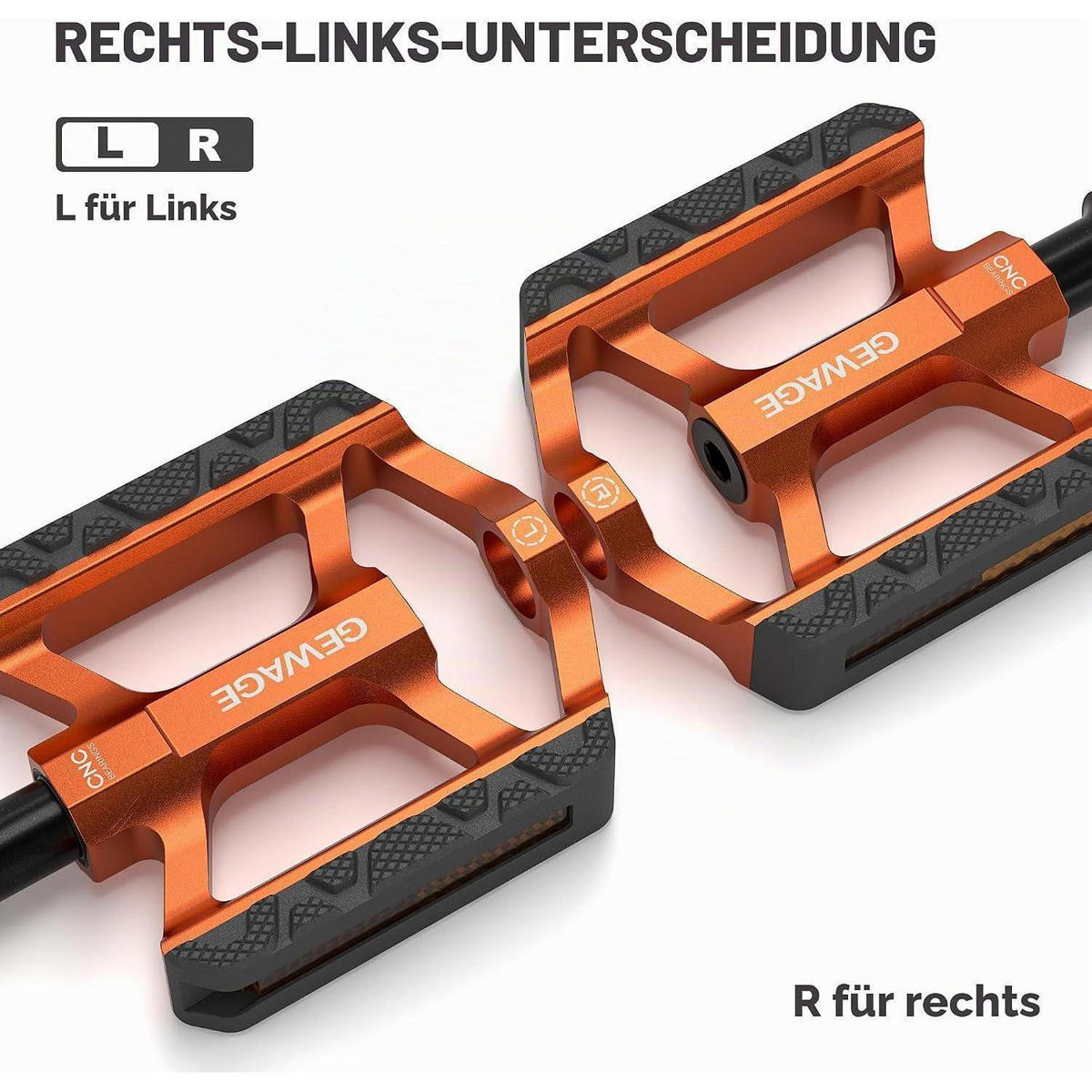 FAHRRADPEDALE Aluminium Orange mit Reflektor - Orange, Metall (7.5/1.5/11cm)