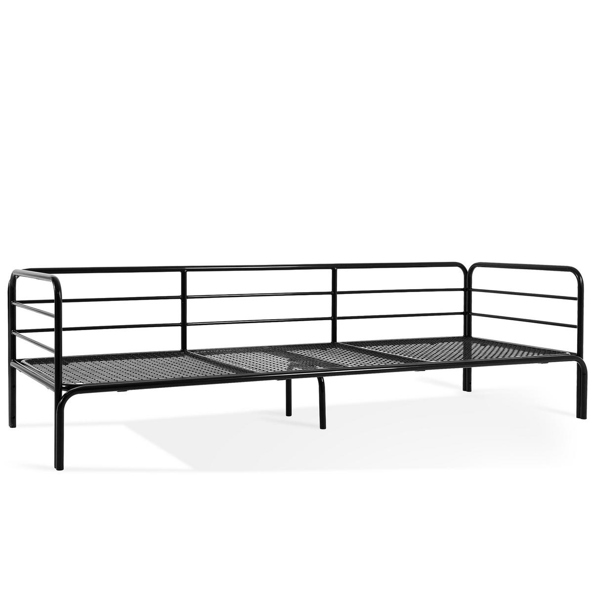 GARTENSOFA RAMBE 3-Personen mit Kissen, Anthrazit - Anthrazit/Dunkelblau, Textil/Metall (225/80/80cm) - KONSIMO®