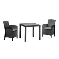 ESSGRUPPE Lido Esstisch Dallas mit 2 Sesseln - Grau, Kunststoff - BICA