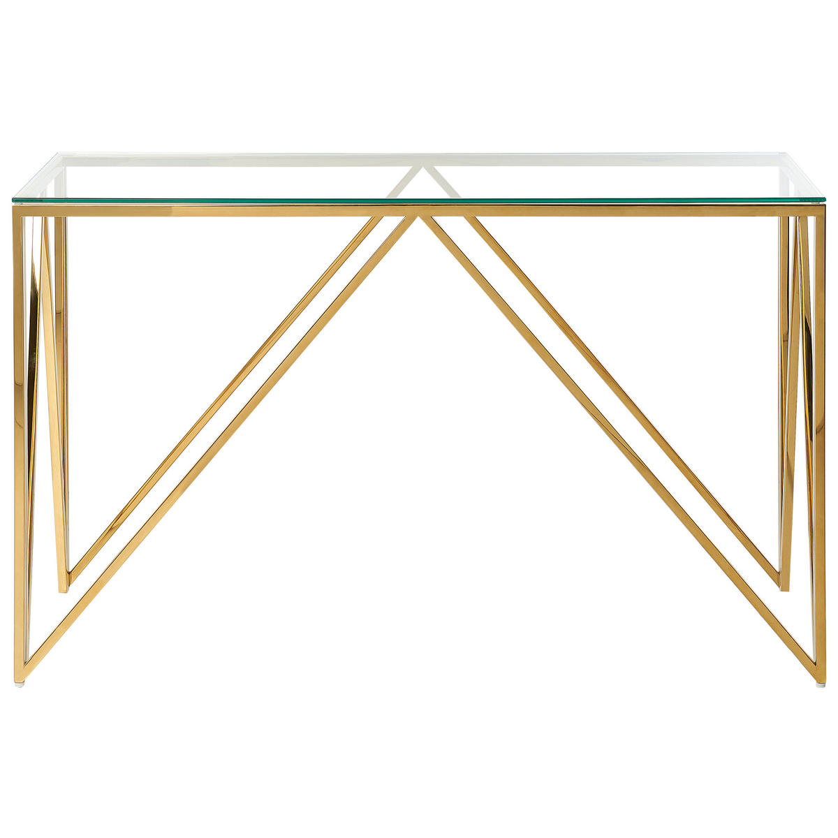 KONSOLENTISCH Glas transparent/gold Weso - Transparent/Goldfarben, Glas (40/120/78cm) - Beliani