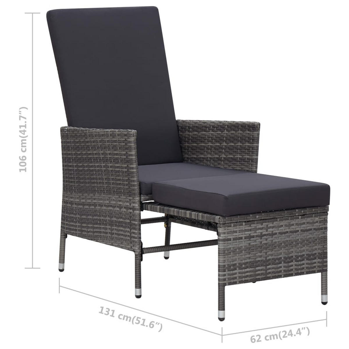 GARTEN-LOUNGE-SET 2-teilig Mit Kissen Poly Rattan Grau - Grau, Kunststoff - vidaXL