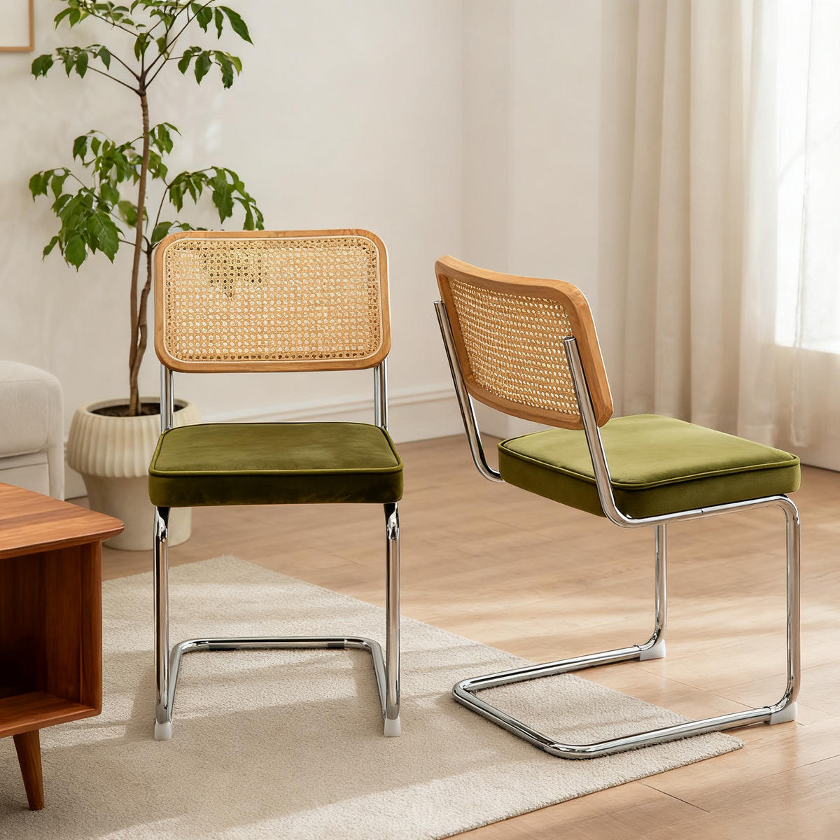 SCHWINGSTUHL DE-36902 2er-Set mit Rattan-Rückenlehne Grün - Grün, Metall (46.4/84.6/53cm) - ComfortXL
