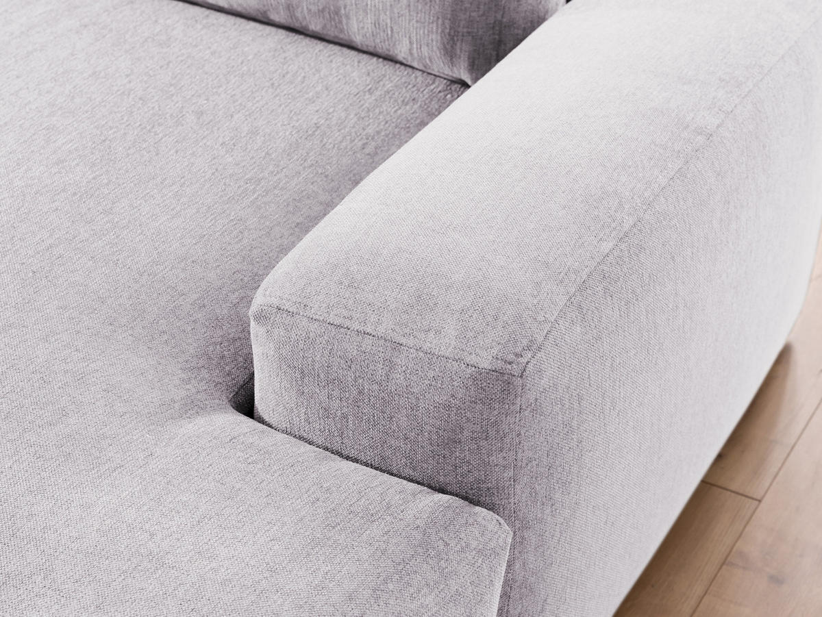 ECKSOFA Lennon aus Greige Strukturstoff mit Schlaffunktion und Bettkasten - Greige/Schwarz, Holz/Kunststoff (264/137cm) - S-Style