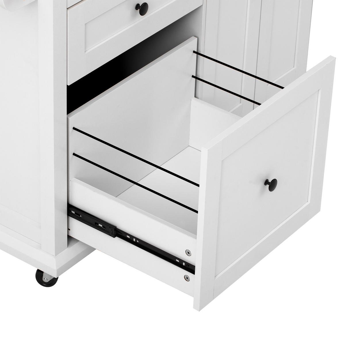 KÜCHENINSEL DE-41116 107/45-70/90,5 cm mit ausklappbarer Arbeitsplatte Weiß - Weiß, Holzwerkstoff (107/90.5/45cm) - ComfortXL