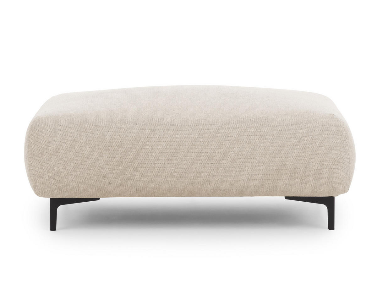 POLSTERHOCKER Cardea in Bubble-Optik aus weichem Hellbeige Strukturstoff mit hohem Sitzkomfort - Beige/Schwarz, Holz/Textil (110/46/65cm) - S-Style Möbel