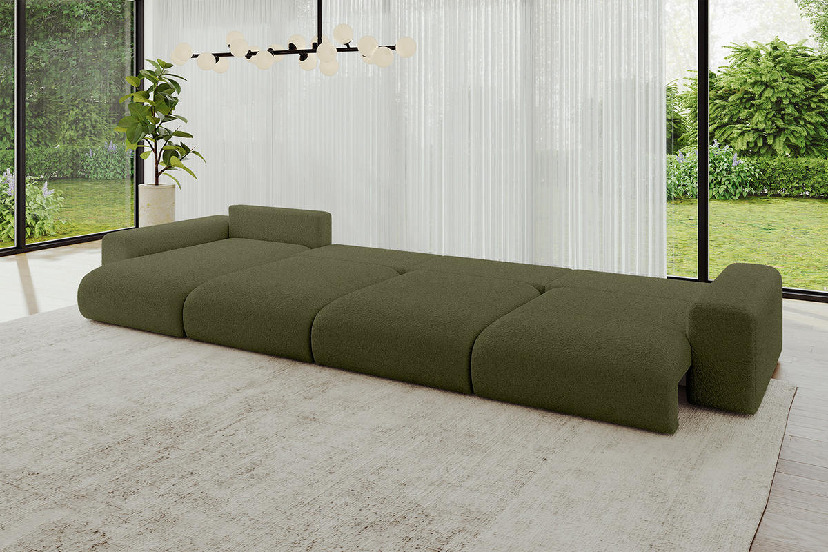 WOHNLANDSCHAFT mit Schlaffunktion ESKAR-U2-464x176x72cm Grün - Olivgrün, Holzwerkstoff/Kunststoff (176/72/464cm) - ALTDECOR