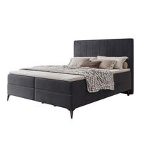 BOXBETT VERA 120x200 cm mit Matratze und Topper, Weicher wasserabweisender Samt Dunkelgrau - Dunkelgrau, Textil (120/200cm) - Idohome