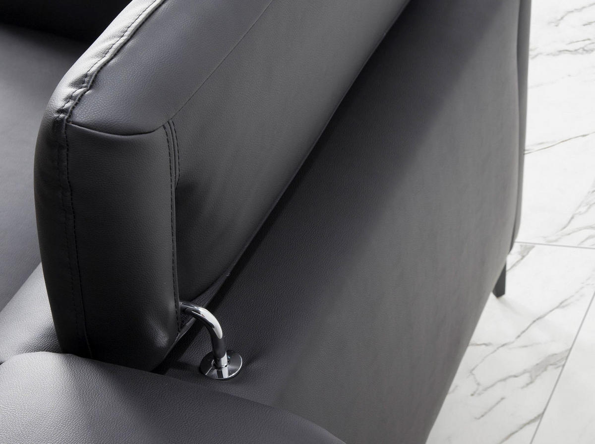 ECKSOFA Rechtes Chaiselongue-Sofa aus schwarzem Leder 283/174/94 cm - Schwarz, Leder (283/174cm) - ANGEL CERDA