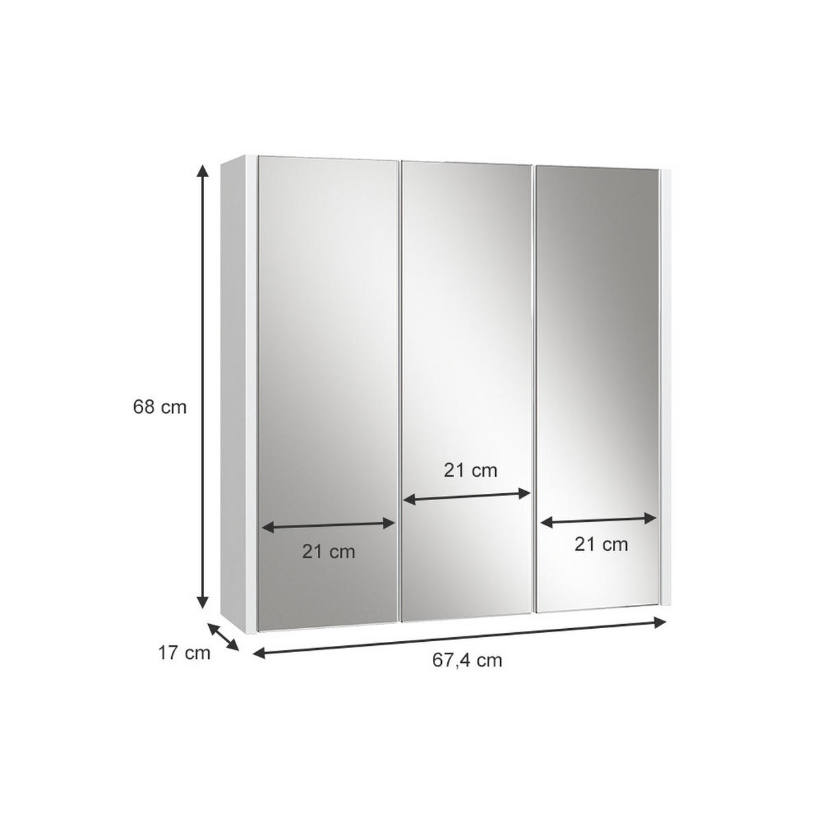 BADSPIEGELSCHRANK Majest Weiß 67.4 x 68 cm - Weiß, Holzwerkstoff (67.4/68/17cm) - Vicco