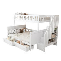 ETAGENBETT 90/200 & 140/200 cm mit Stauraumtreppe, 2 Schubladen und Lattenrost, Weiß - Weiß, Holzwerkstoff (90/200cm) - Redom