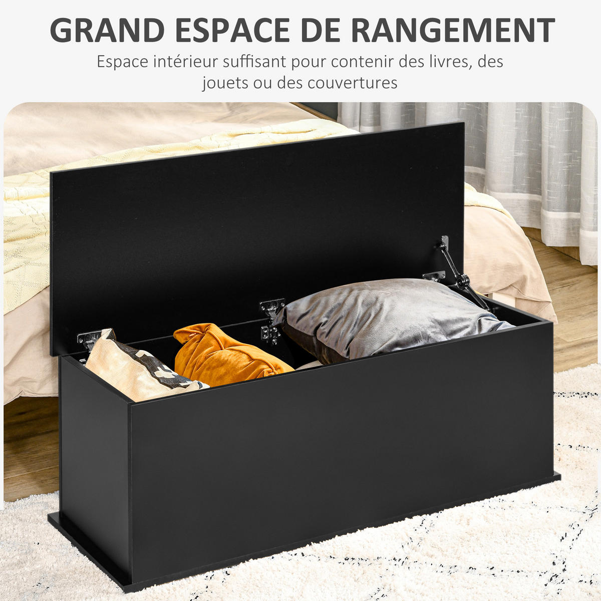 KISSENBOX DE-12434 100/40/40 cm Schwarz - Schwarz, Holzwerkstoff (40/40/100cm) - ComfortXL