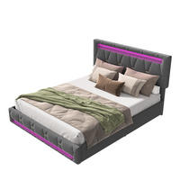 POLSTERBETT 160x200 cm LED Stauraum Lattenrost grau - Grau, Holz (160/200cm) - LEBENLANG