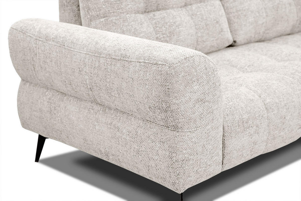 ECKSOFA SALVINI 5-Sitzer, ecru - Ecru/Schwarz, Holzwerkstoff/Textil (292/158cm) - Courtois Laville
