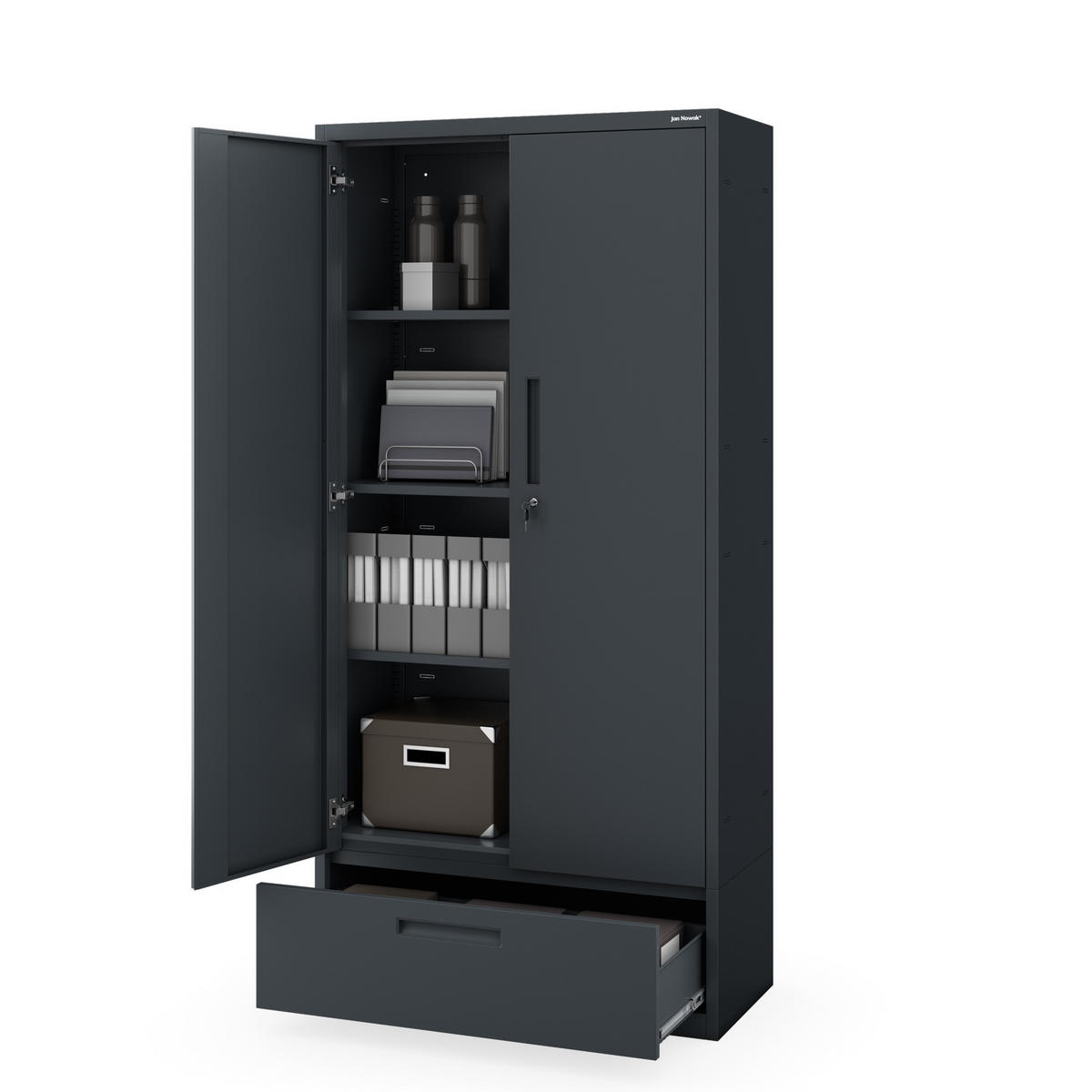 METALLSCHRANK Megan - Anthrazit, Metall (90/185/40cm)