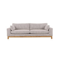 SOFA Celeste, 3-Sitzer, Natur Massiveiche + grauer Stoff - Grau, Holz (250/87/102cm) - WOODEK