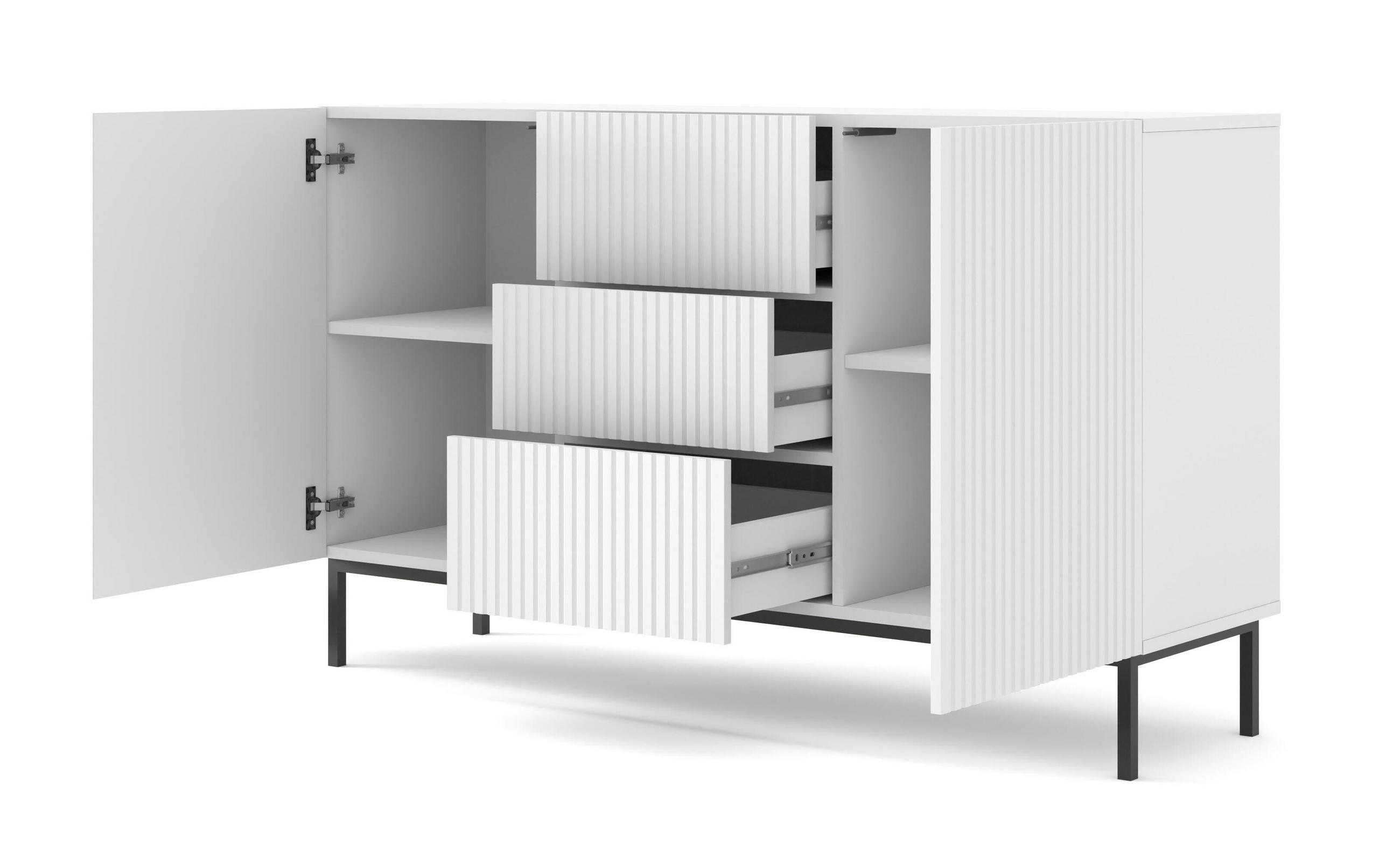 SIDEBOARD WEIß - Schwarz/Weiß, Holzwerkstoff (150/89/42cm) - FURNLUX