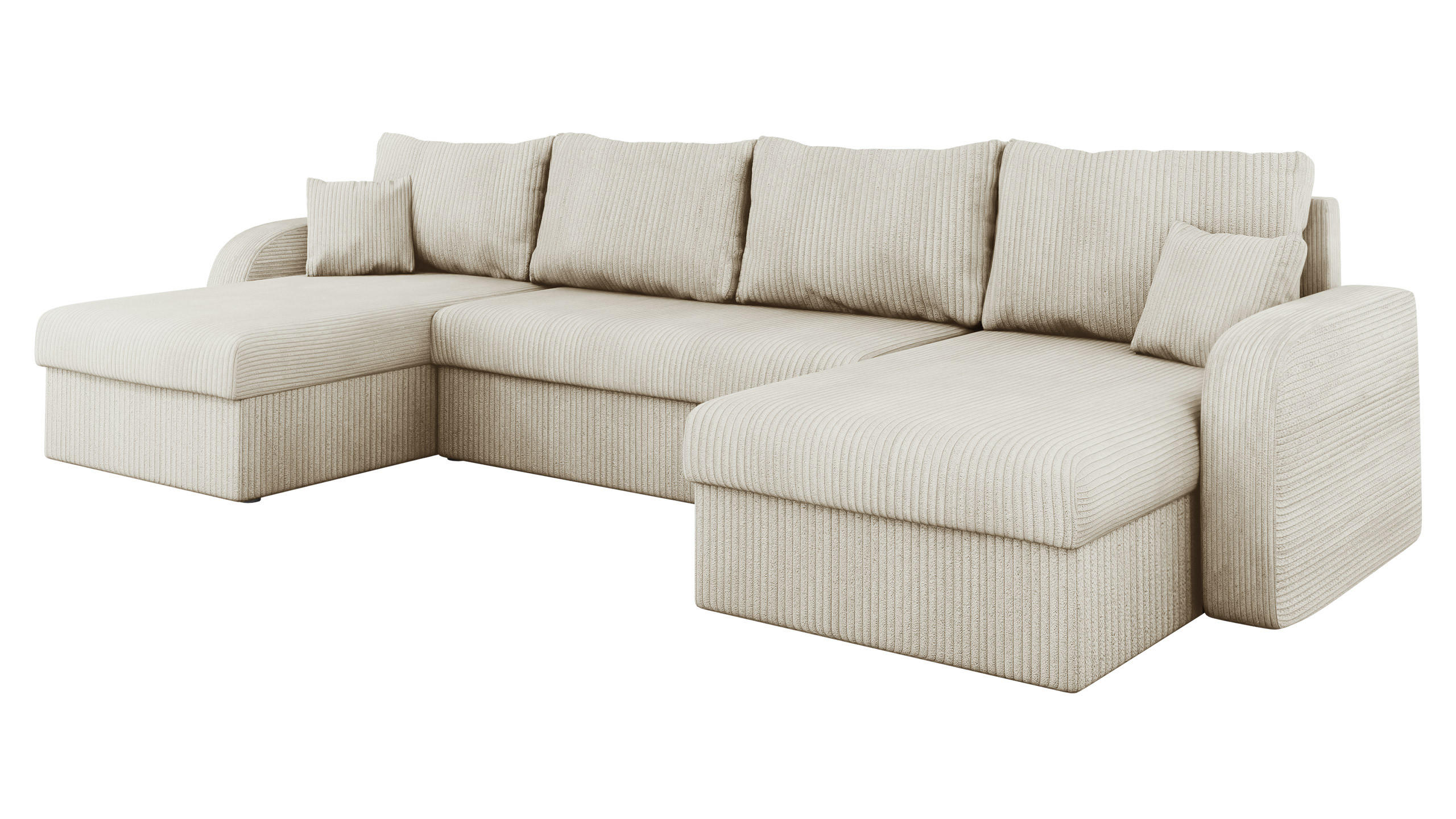ECKSOFA Kris U Cord - Beige/Schwarz, Holz/Kunststoff (304/80/140cm) - MIRJAN24