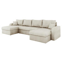 ECKSOFA Kris U Cord - Beige/Schwarz, Holz/Kunststoff (304/80/140cm) - MIRJAN24