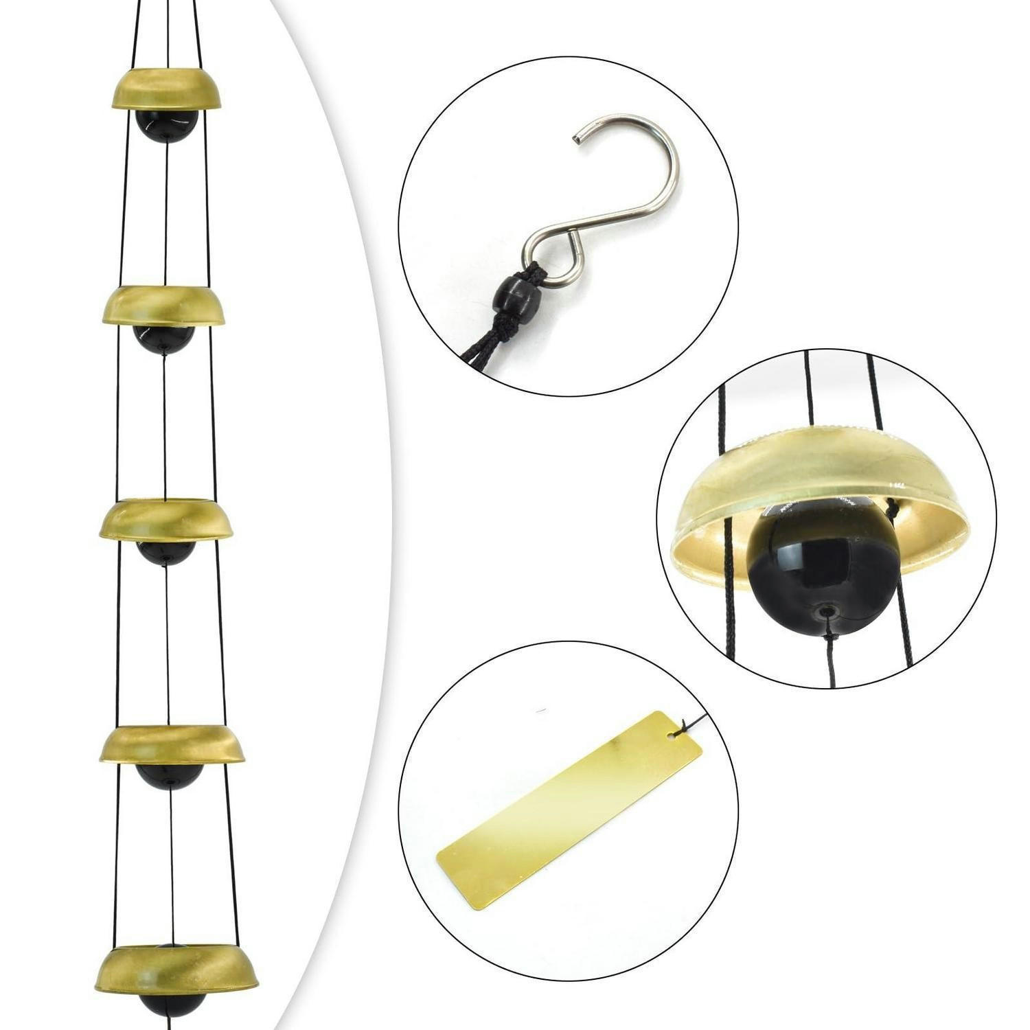 WINDSPIEL Tempel Messing mit 5 Glocken - Bronzefarben, Metall (92/12.7/3cm)