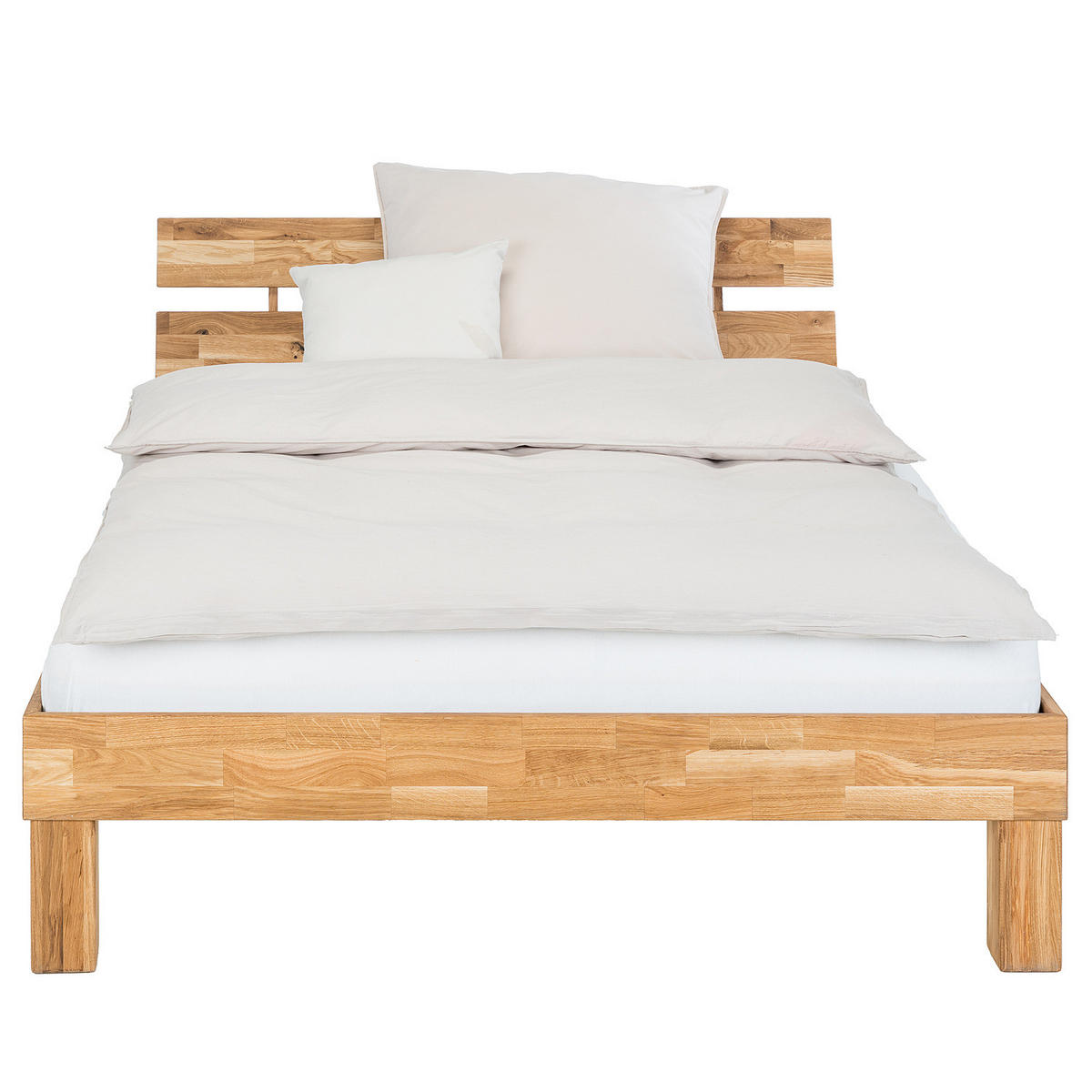 MASSIVHOLZBETT - Wildeiche massiv - geölt - Eichefarben, Holz (140/200cm) - home24