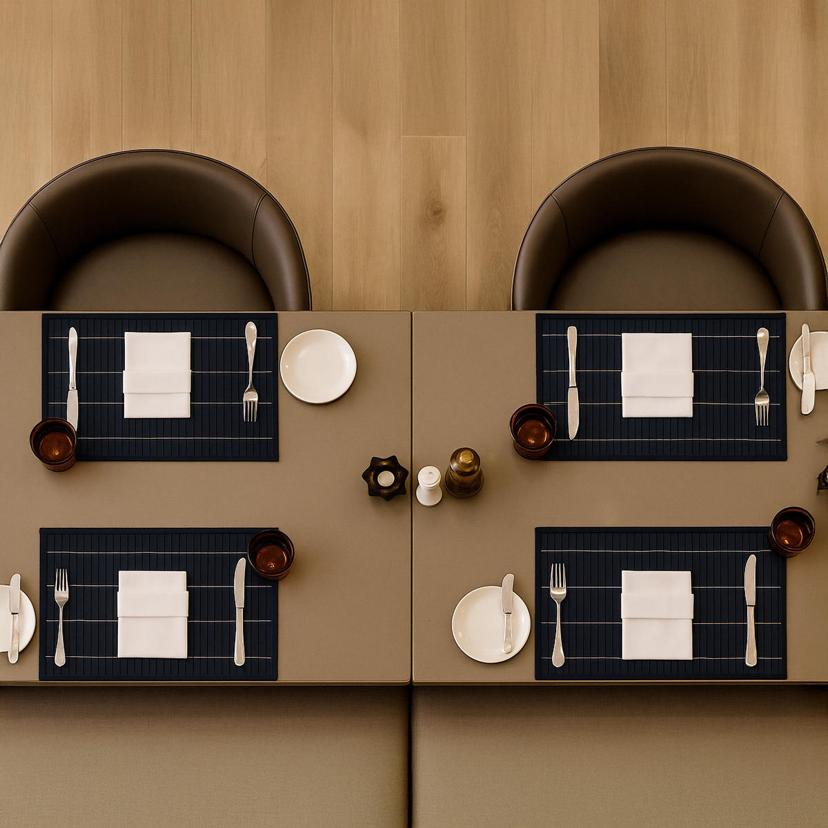 6-tlg.TISCHSET - Schwarz, Holz/Textil (30/45/0.3cm) - Relaxdays