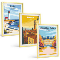 BILDER SET 3er Set - 40x60 cm Goldrahmen - Ansichten von Orten am Meer und von Städten - Goldfarben, Kunststoff (40/60cm) - TULUP