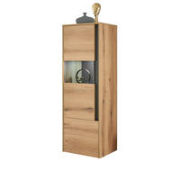 VITRINE Evoke Eiche, grau 50 x 155 cm, Vitrinenschrank 2-türig - Eichefarben/Schwarz, Glas/Holz (50/2/40cm) - Furn.Design