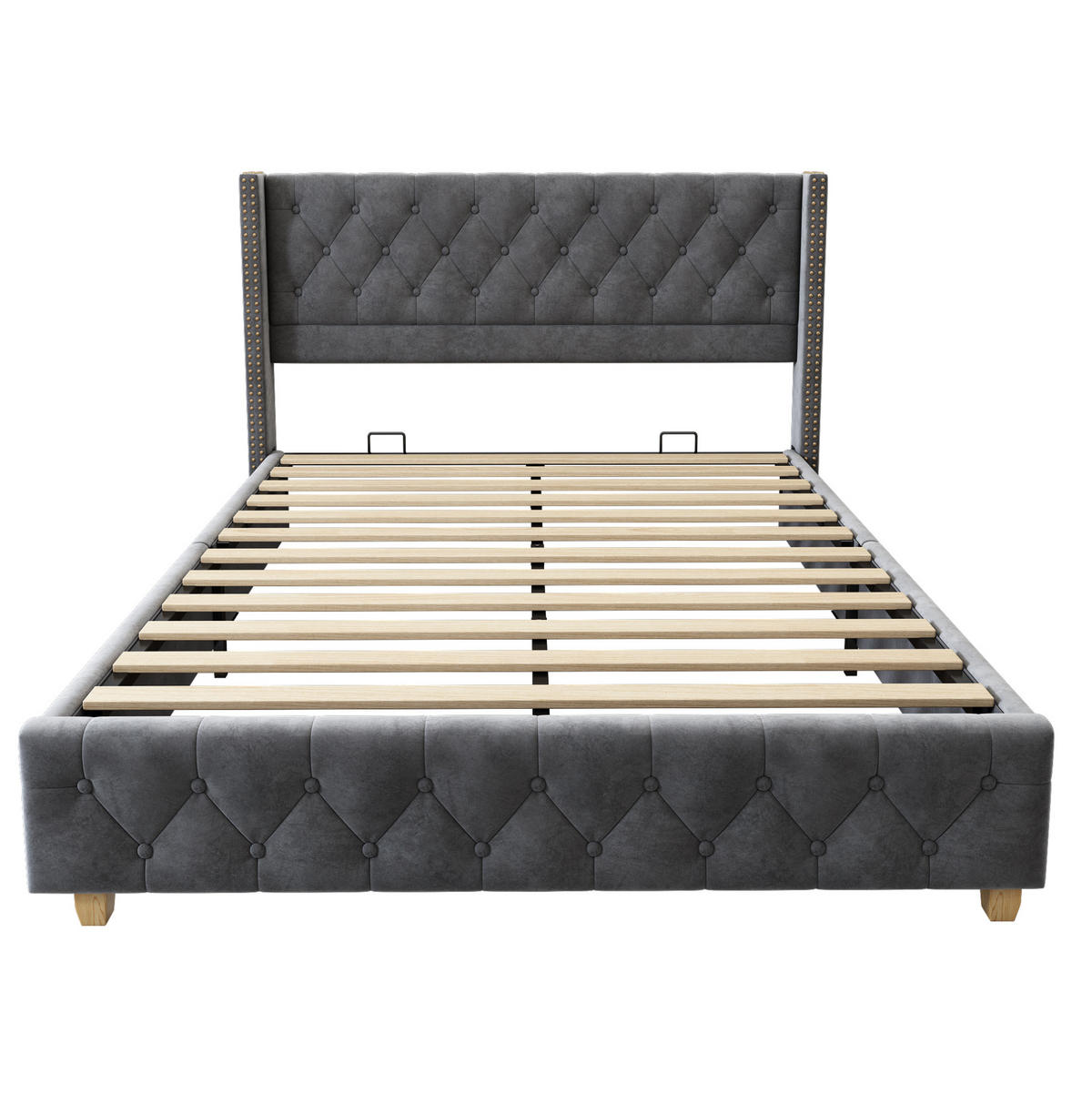 POLSTERBETT mit Lattenrost 160x200 cm Samt Grau - Grau, Metall (160/200cm) - Beauniv