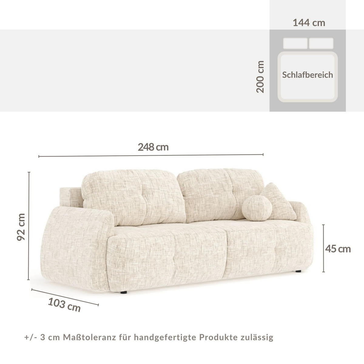 SCHLAFSOFA Loca Marineblau Webstoff - Schwarz/Dunkelblau, Holz/Holzwerkstoff (248/92/103cm) - Maison de Reve