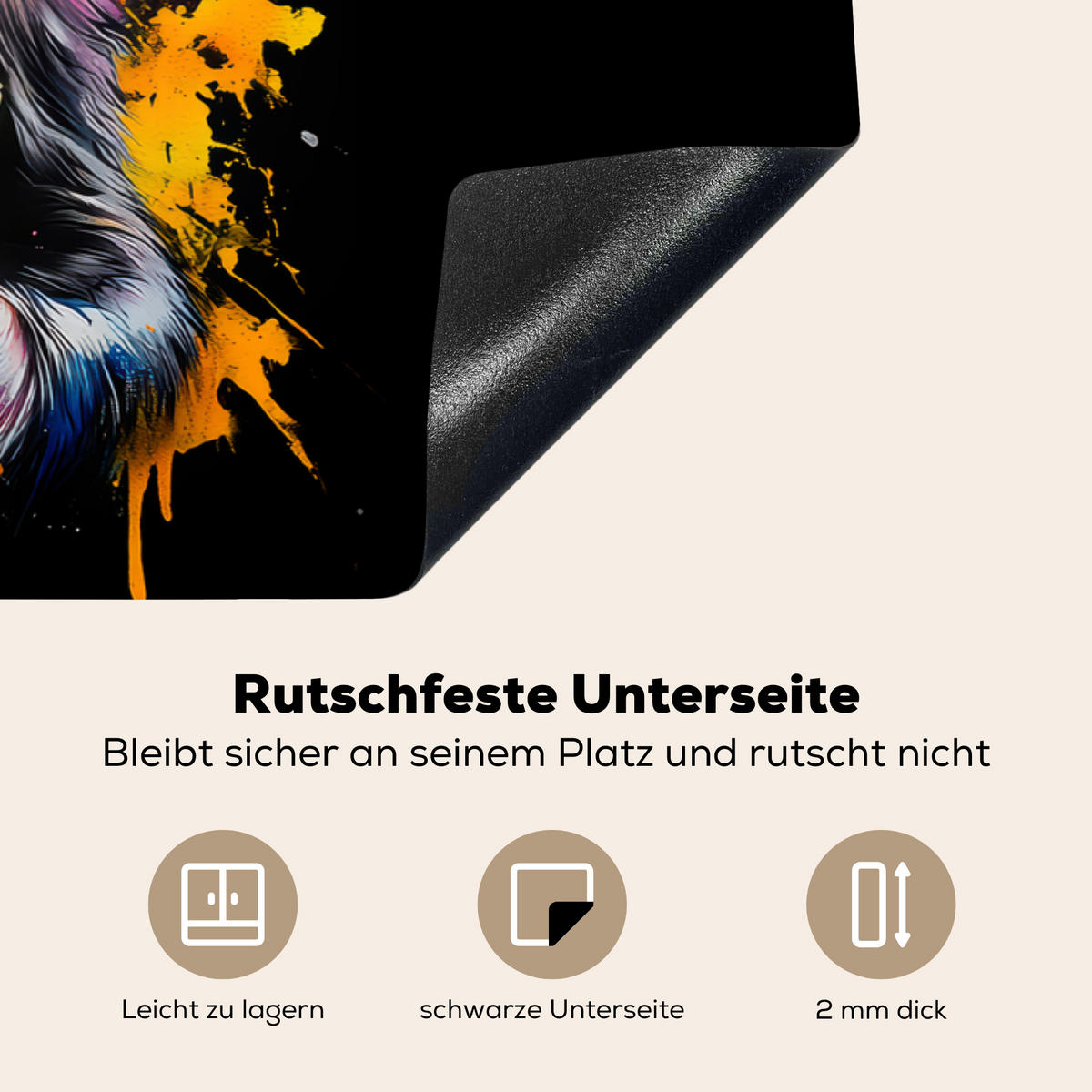 HERDABDECKPLATTE Affe - Graffiti - Farbenfroh - Bananen - Modern 90x52 cm - Gelb, Kunststoff (90/52/0.2cm) - MuchoWow