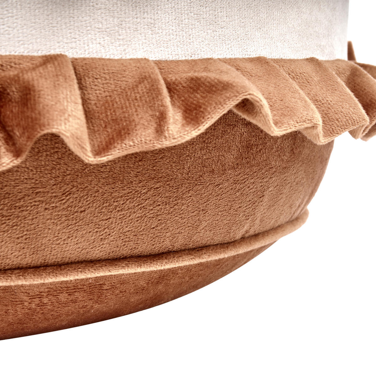 KINDERHOCKER Samtstoff Braun Marot - Braun/Weiß, Textil (50/30/50cm) - Beliani