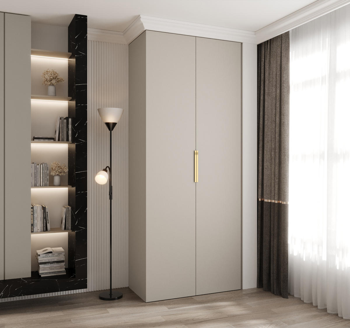 DREHTÜRENSCHRANK 245,5/100/40 2-türig - Kaschmir/Goldfarben, Holz/Metall (100/245.5/40cm) - Abiks Möbel