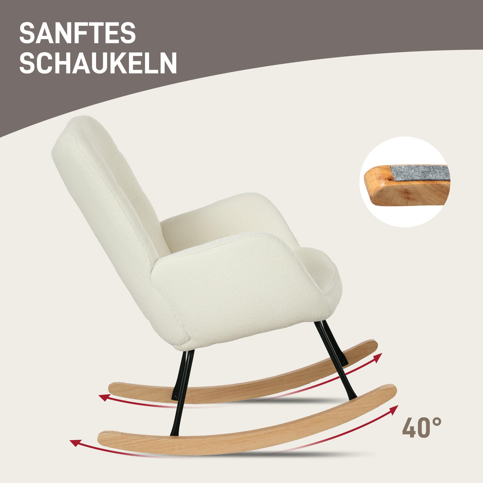 ComfortXL Schaukelstuhl Weiß 98x101x71 cm