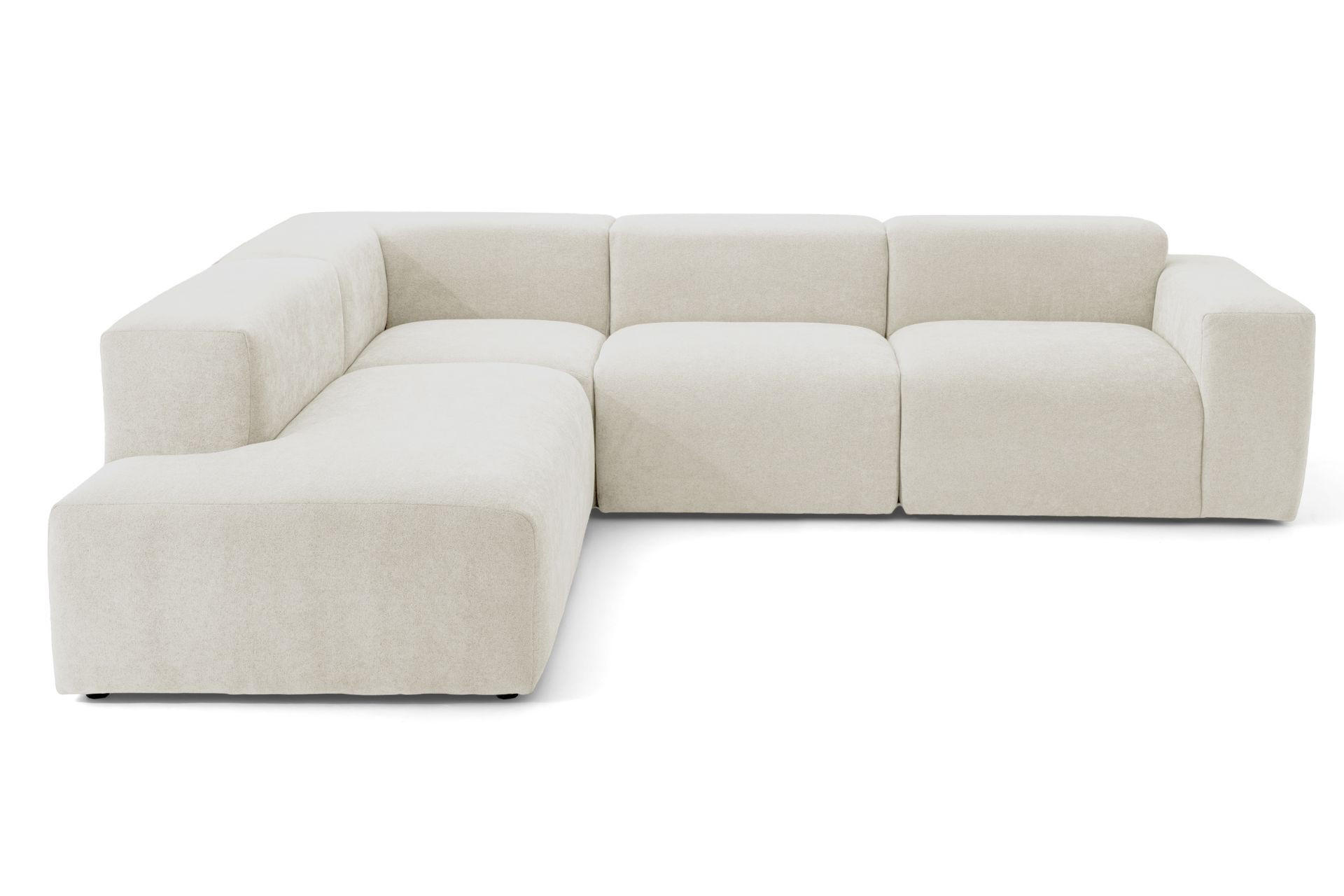 4-SITZER modulares Ecksofa HEAVEN SET 2 Links, Breite 300 cm Webstoff Weiß - Schwarz/Weiß, Holz/Kunststoff (300/245cm) - Muffo