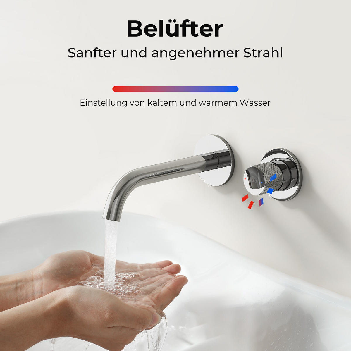 WASCHTISCHARMATUR Unterputz Chrom 28,1/14/6,5 cm - Chromfarben, Metall (28.1/14/6.5cm) - EMKE