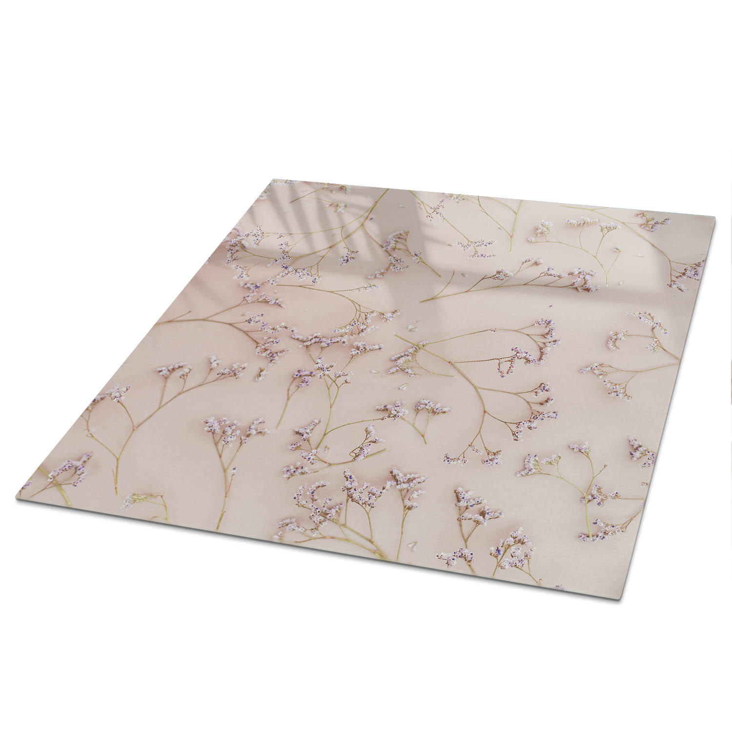 TISCHPLATTE 50x50 cm – Blumenmuster - Blau, Glas (50/50/0.4cm) - Wallfluent