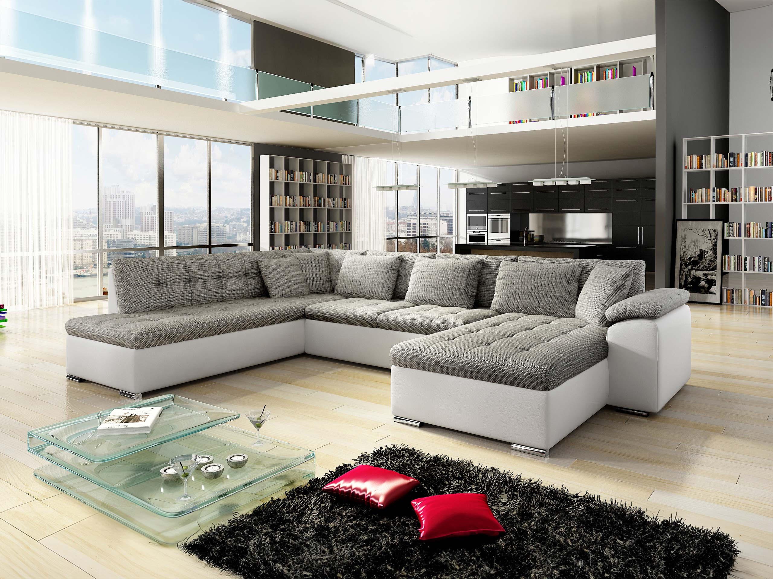 WOHNLANDSCHAFT Niko Bis, Seite: Rechts - Weiß, Holz/Textil (348/76/205cm) - MIRJAN24