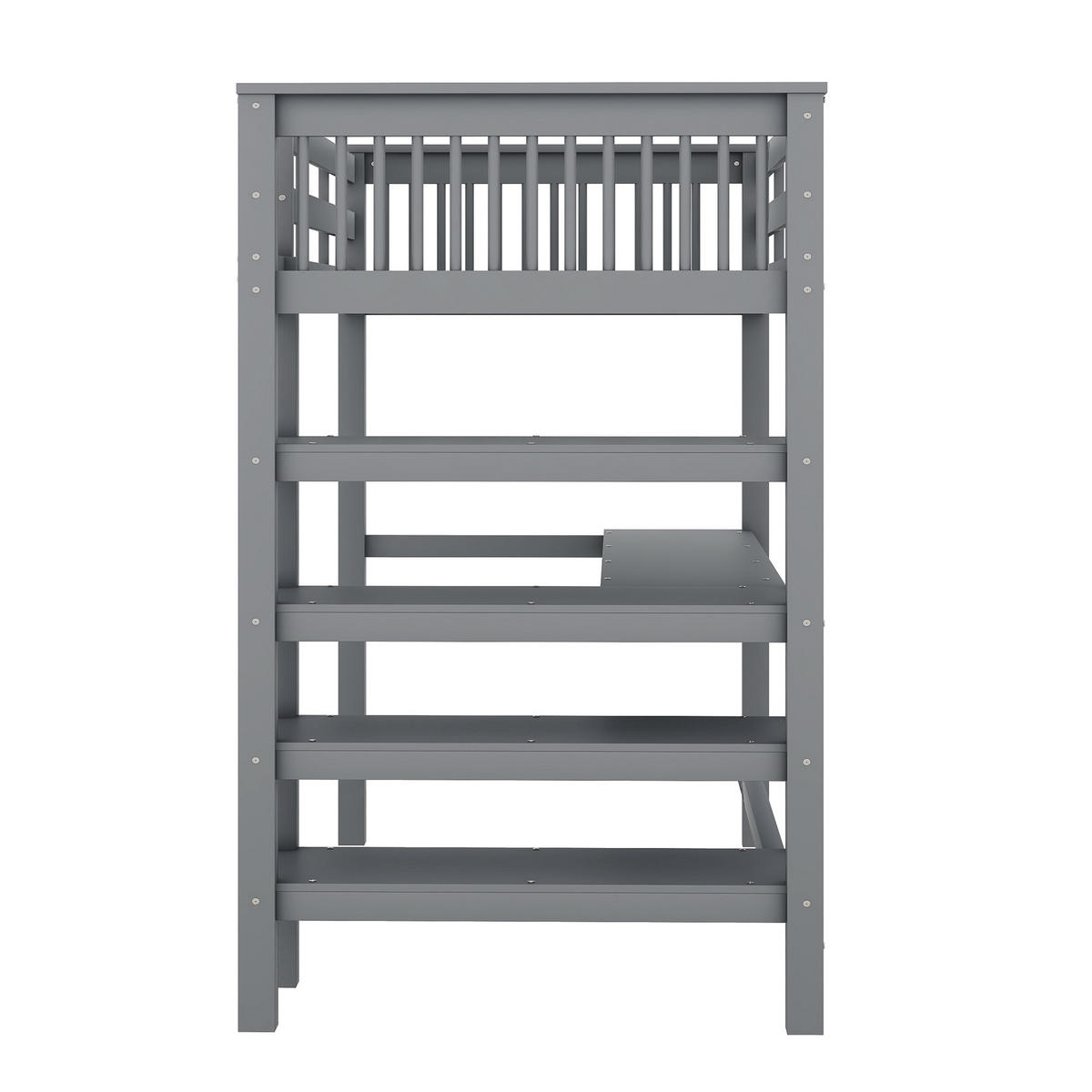 HOCHBETT 90x200cm Grau Kinderhochbett Ablagefächer Schreibtisch - Grau, Holz (90/200cm) - FLIEKS